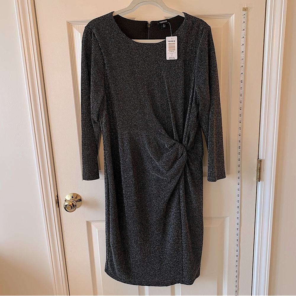 Torrid Metallic and Black Sparkly Side Knot Dress